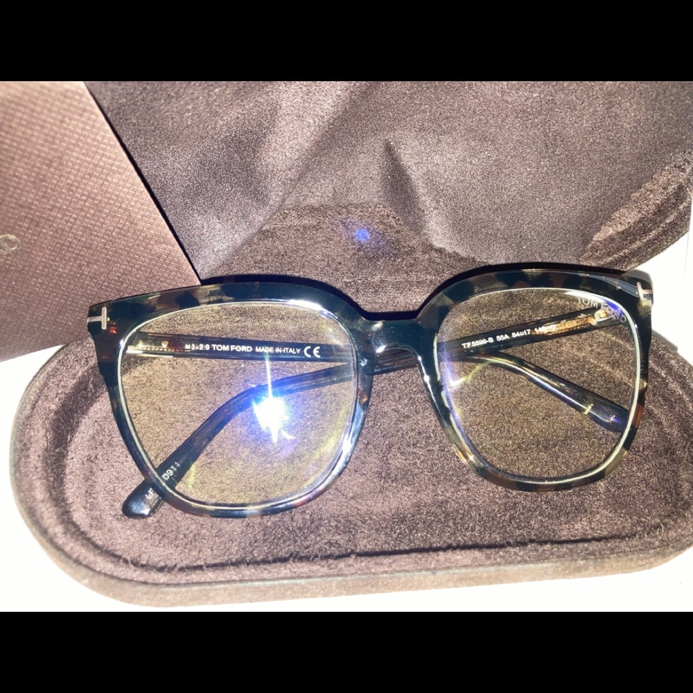 Tom Ford Tortoise cat eye blue blocking glasses